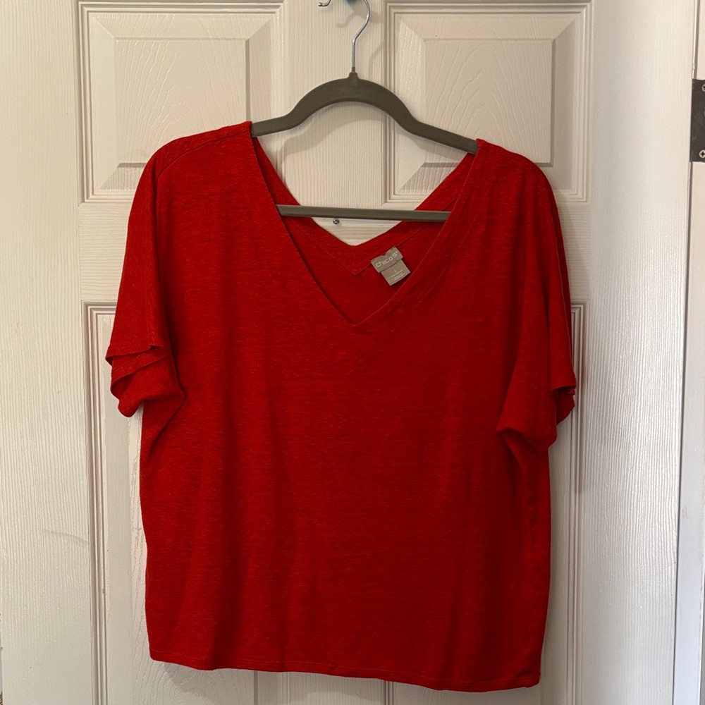Chico's Classic Red V-Neck Top Size 1/M